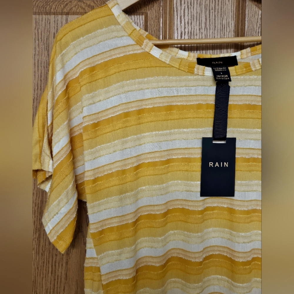 XL Textured Tunic Top • Mustard Yellow & White • "Rain" Brand • NEW •